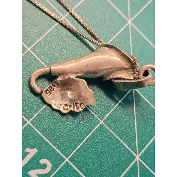 Necklace calla lily vintage taxco pendant 925 sterling - Picture 6 of 8